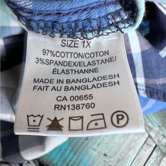 Pennington's DC Jeans Blue Plaid Button Down Shirt Size 1x - Picture 7 of 9